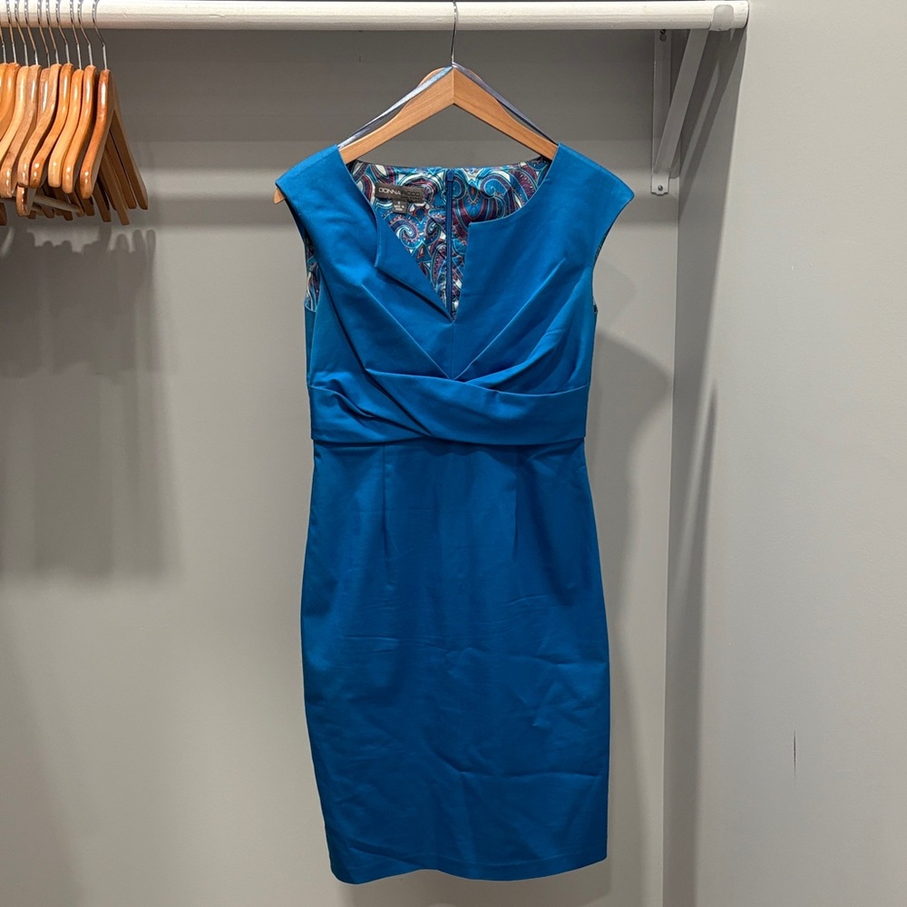 Donna Ricco Teal Sleeveless Midi Dress